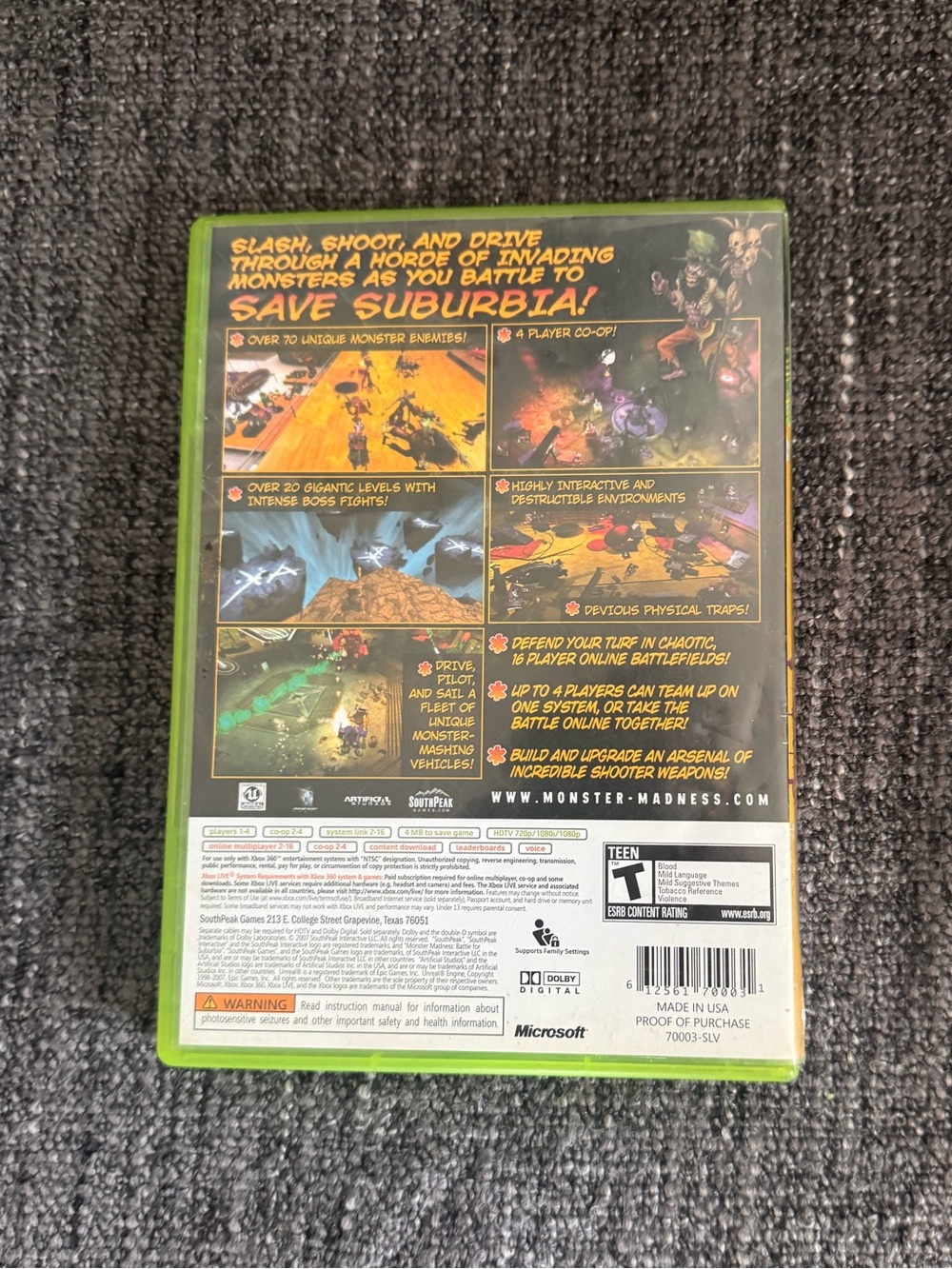 Monster Madness Battle For Suburbia Xbox 360 Game Complete - Picture 2 of 4
